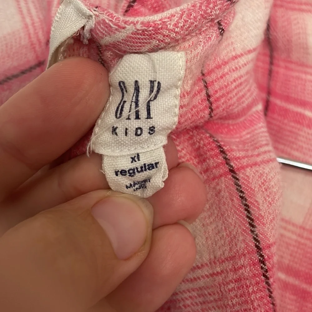 Gap Pink Plaid Bell Sleeve Flannel Dress Sz XL
